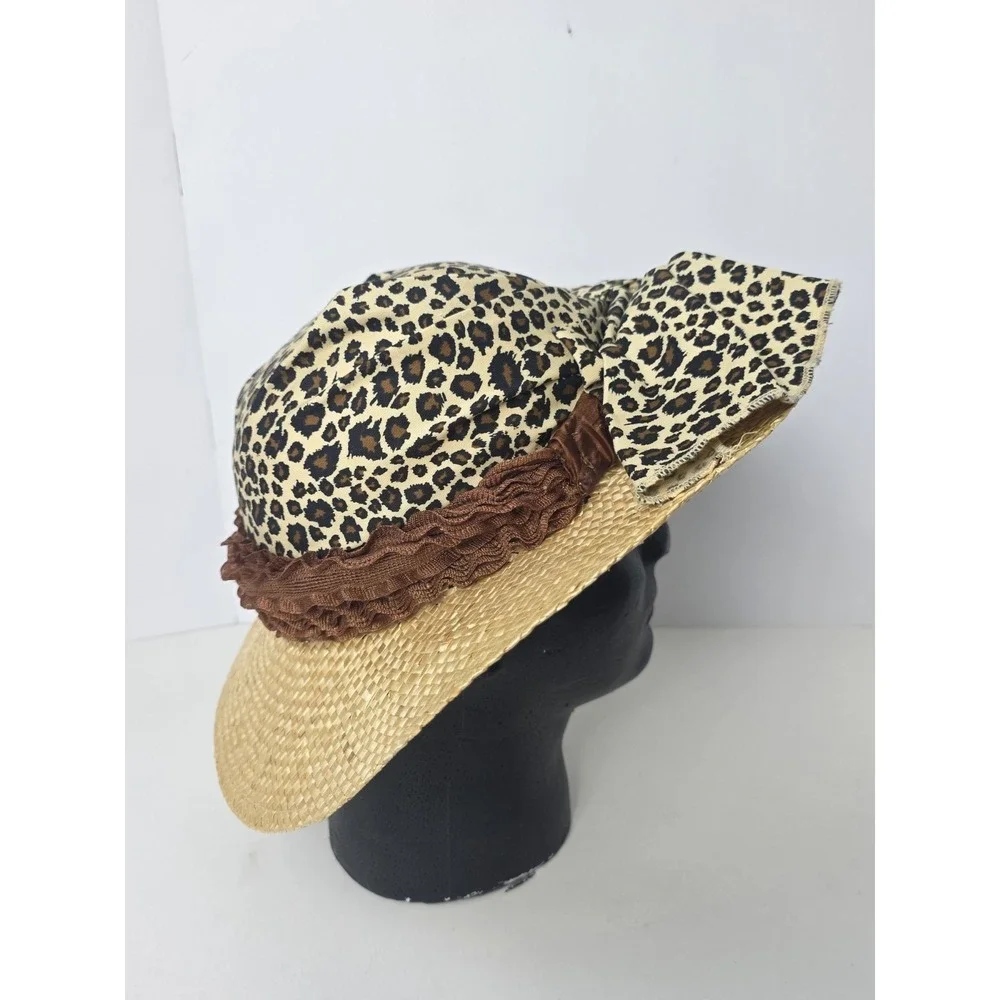 Walt‎ Disney World sun hat straw leopard bow